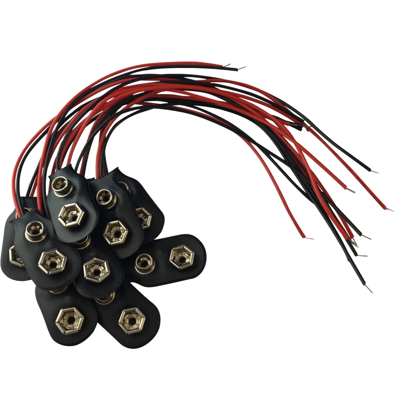 5x 9V BLOCK BATTERIE CLIP ANSCHLUSS KABEL STECKER HALTER DRUCKKNOPF 9 VOLT